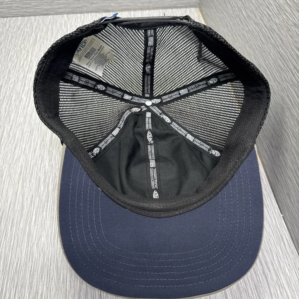 AFTCO Tuna Club Trucker Hat Khaki Black Mesh Back Embroidered Patch‎ OSFM